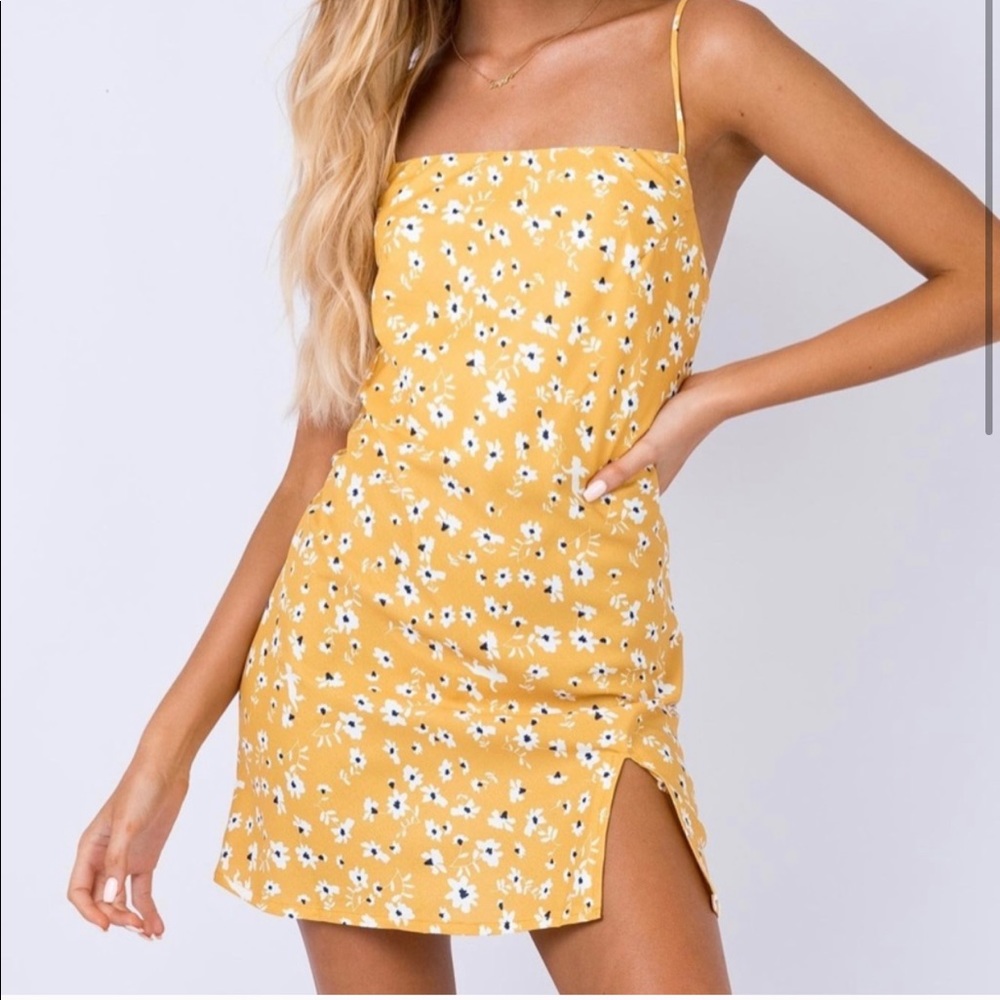 Princess Polly yellow floral dress